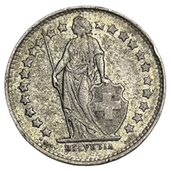 Монета 1/2 франка (franc) 1944 год Швейцария