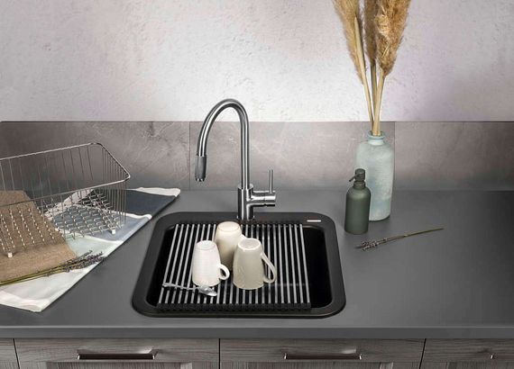 Ролл-мат для мойки нерж/черный силикон ROLL-02-IN(арт.4997004)