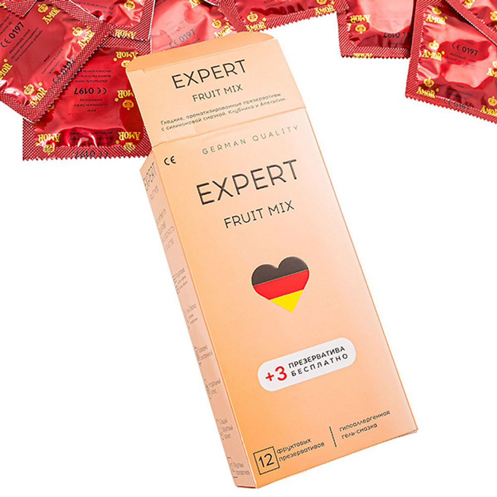 Ароматизированные презервативы Expert Fruit Mix 12шт (+3 в подарок)