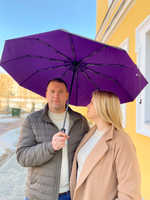 Зонт автомат c системой антиветер женский и мужской большой купол 10 спиц. Цвет синий.