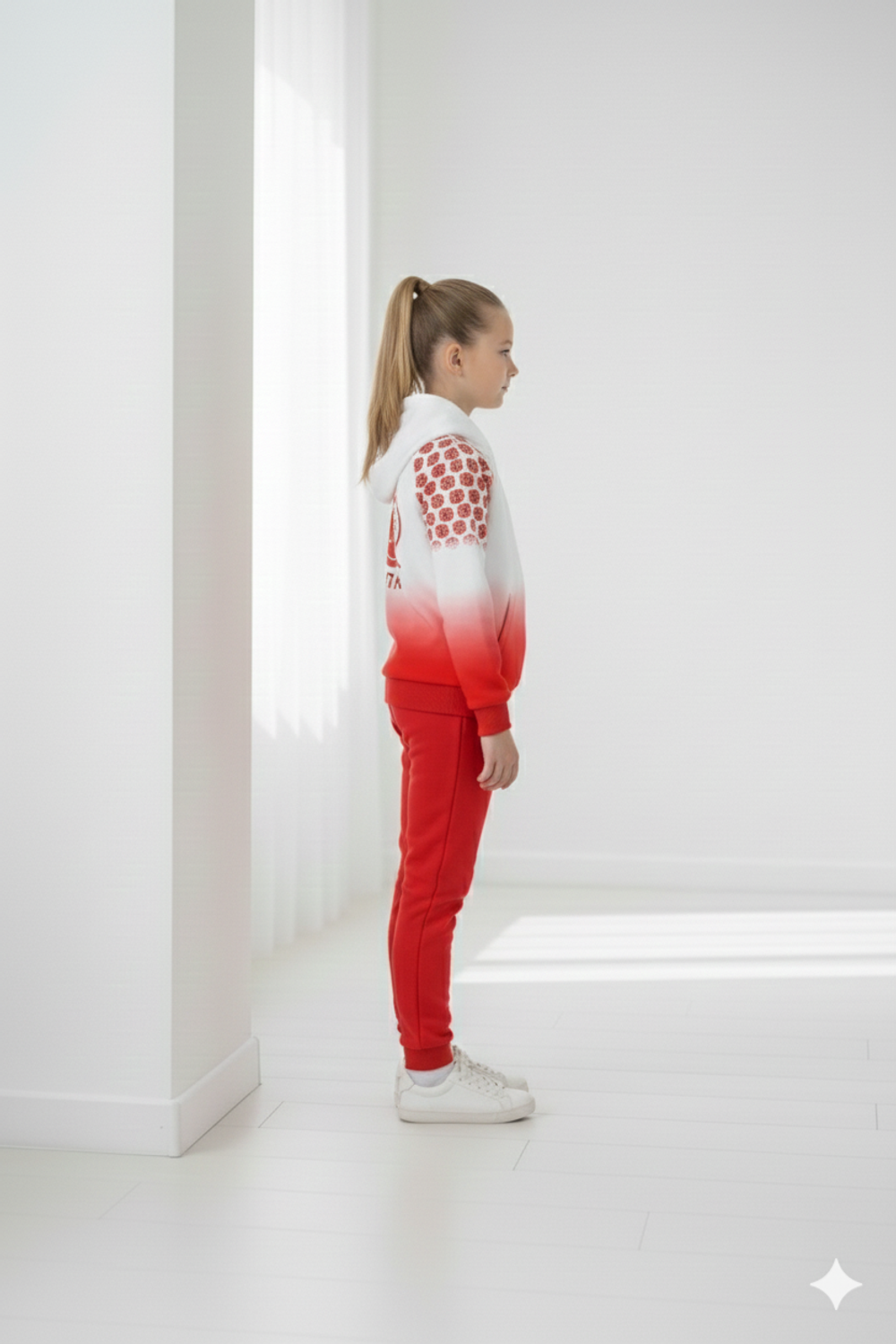 Sports team red suit with gradient and logo