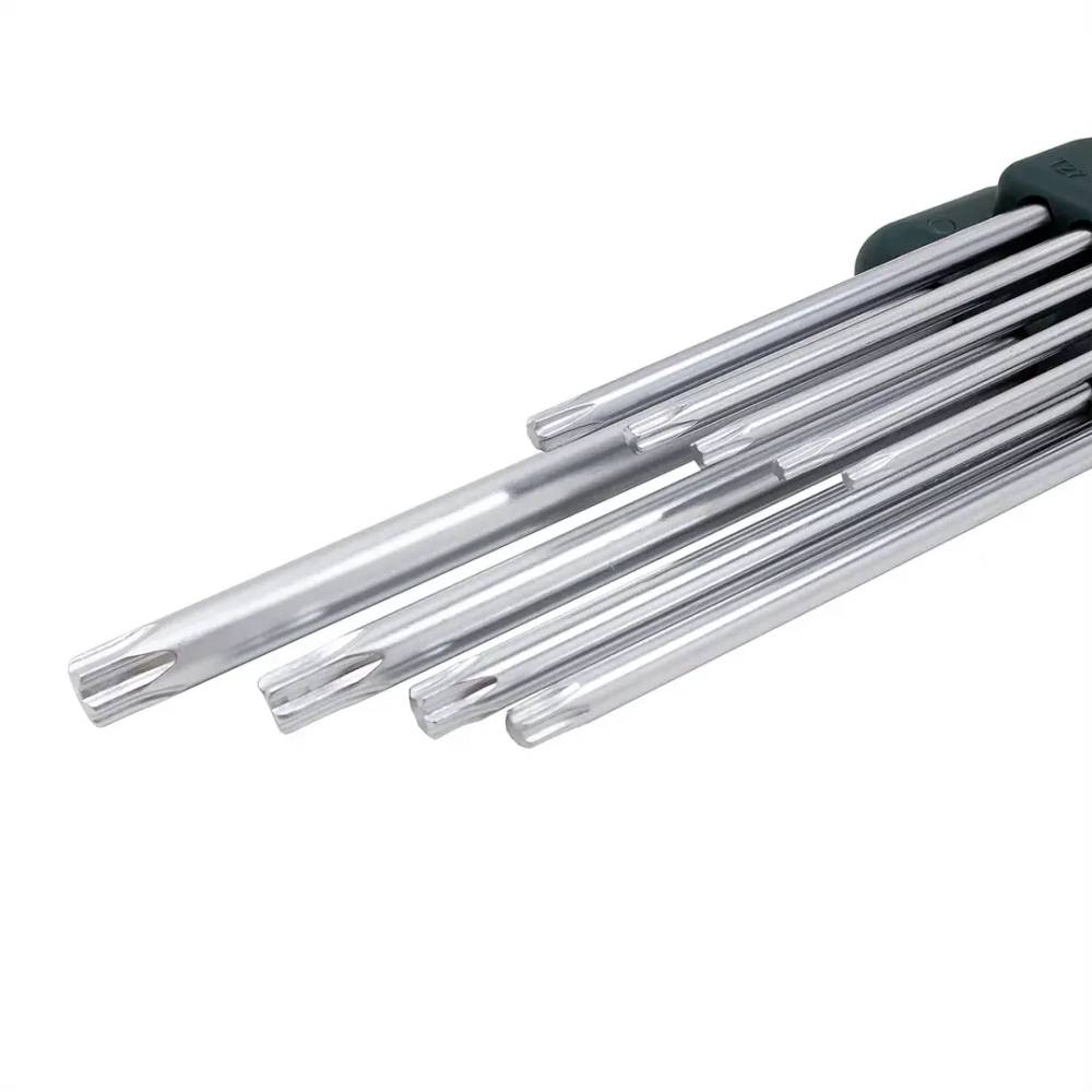 Набор ключей TORX Г-образных экстра длинных, 9пр. (Т10, Т15, Т20, Т25, Т27, Т30, Т40, Т45, Т50) в пластиковом держателе RockForce##Rock FORCE RF-5098XL