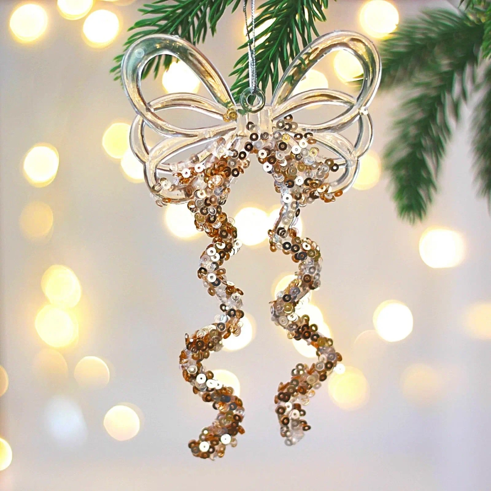 Подвеска «Сказочные блики» 8,,5*14 см, Белый/Золотой блеск