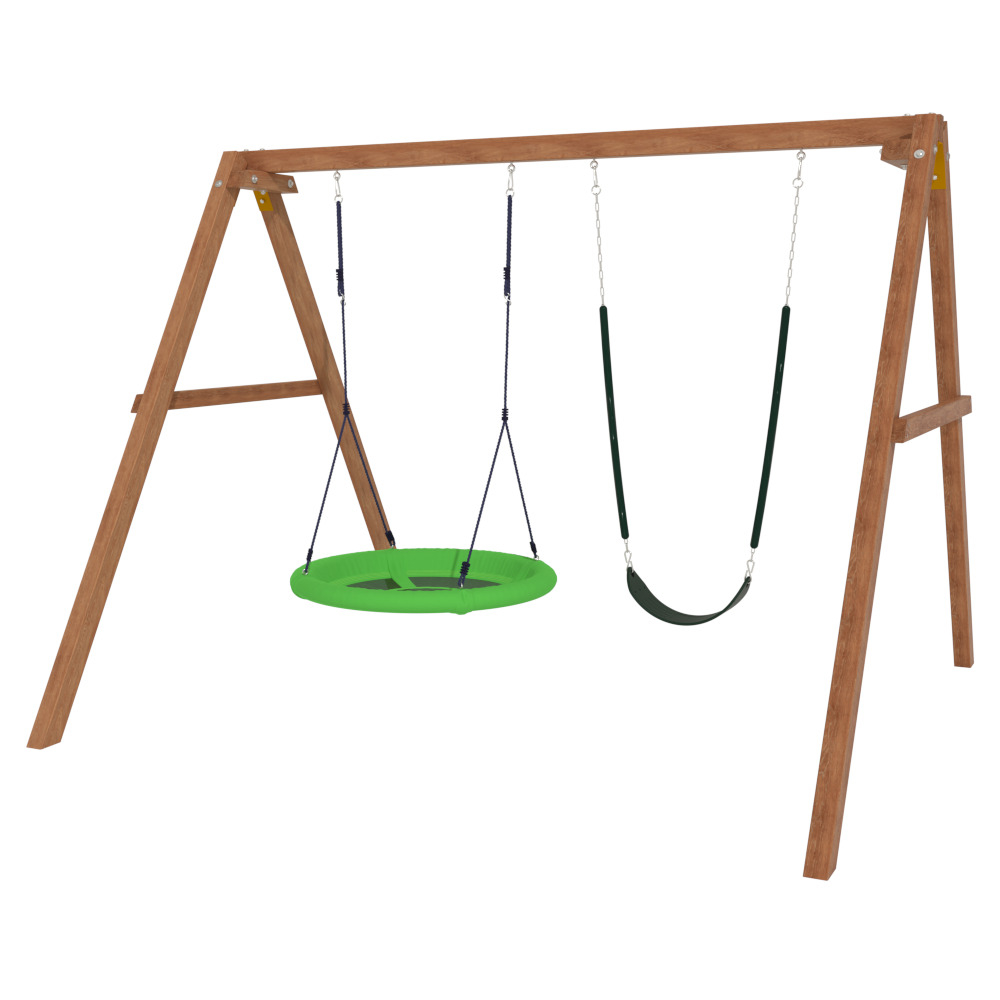 Деревянные качели с гипкими качелями и качелями гнездо Свиби