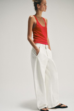 ZARA БРЮКИ BARREL, ЭКРЮ