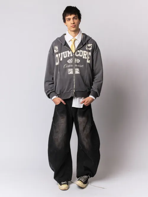 Худи Zip Crop Ovum etched grey