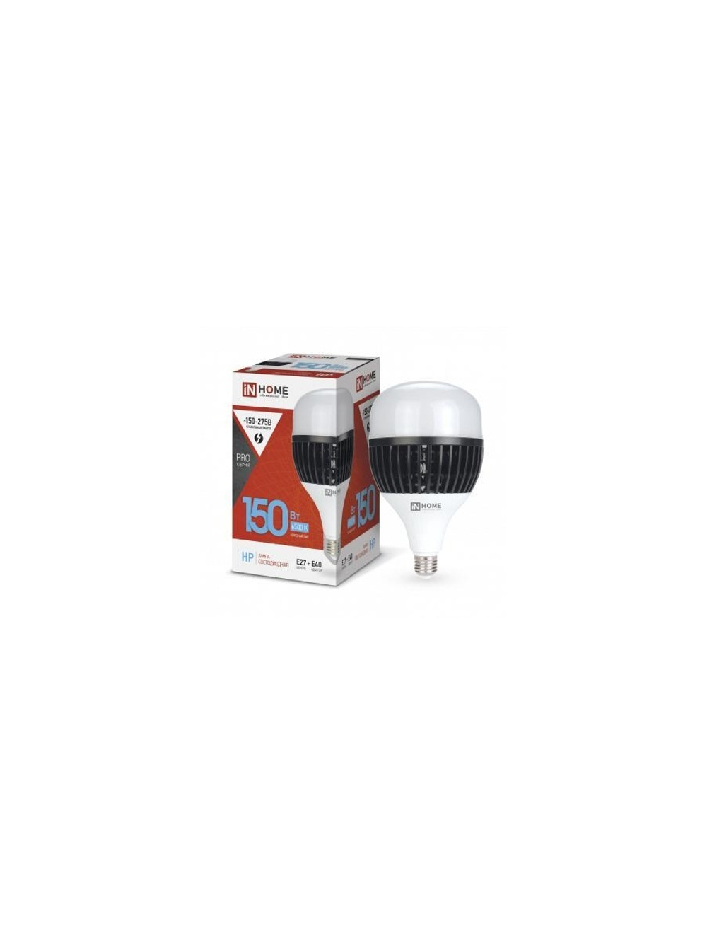 Лампа светодиодная LED-HP-PRO 150Вт грушевидная 6500К холод. бел. E27 14250лм 150-275В с адаптером E40 бел. IN HOME 4690612035703