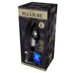 Серебристая анальная втулка с синим кристаллом Mini Metal Butt L - 9 см. (Цвет: серебристый)