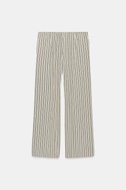 ZARA БРЮКИ ПРЯМОГО КРОЯ В ПОЛОСКУ — ZW COLLECTION, СЕРЫЙ