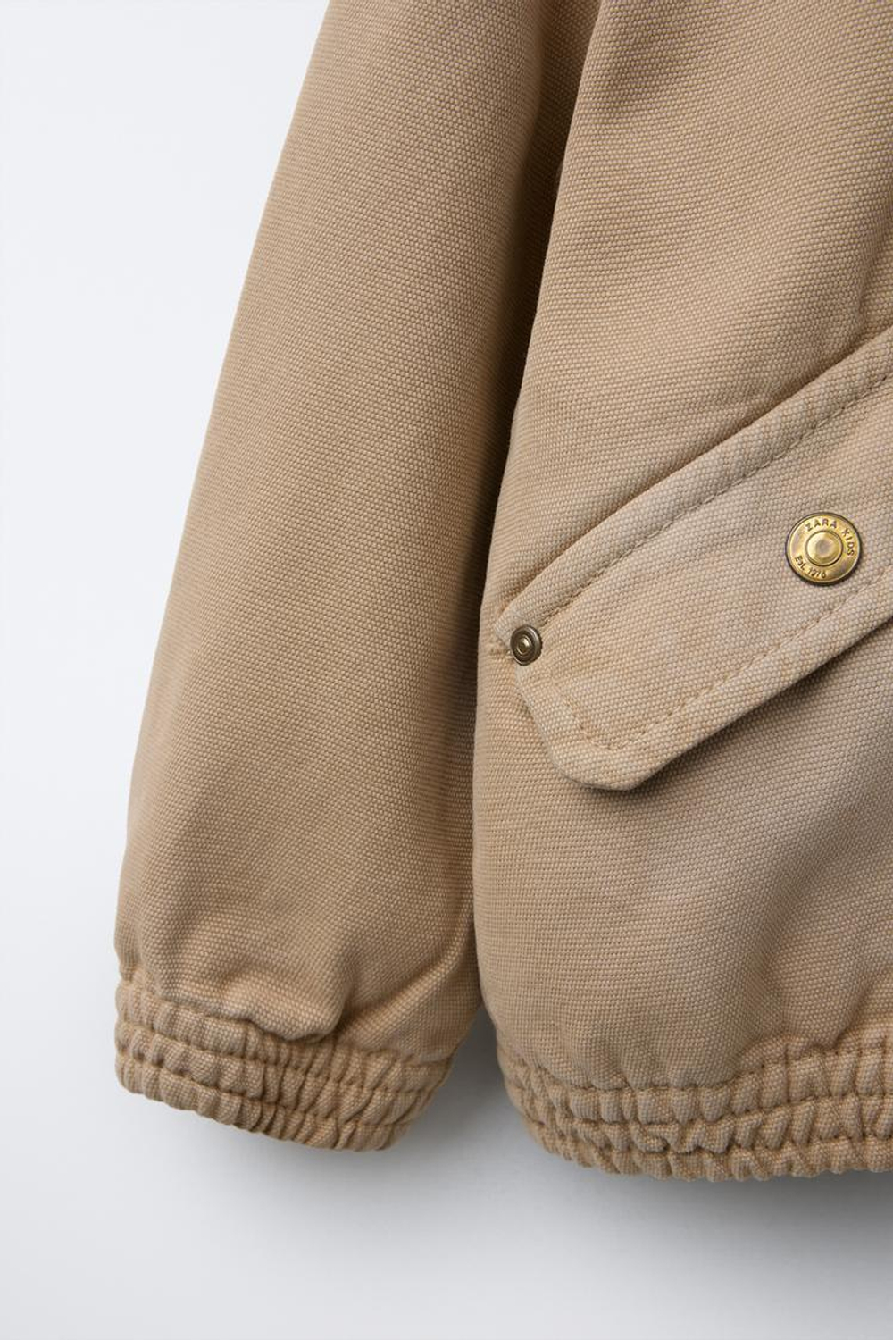 ZARA ХОЛЩОВАЯ КУРТКА С КАПЮШОНОМ, РЫЖЕВАТО-КОРИЧНЕВЫЙ