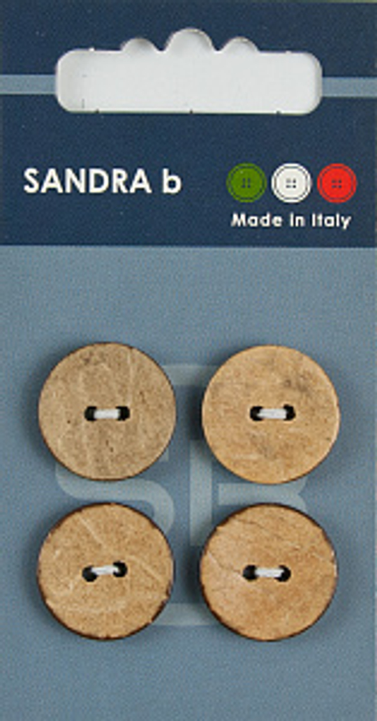 Пуговицы Sandra, 18 мм, кокос натуральный (4 шт на блистере)