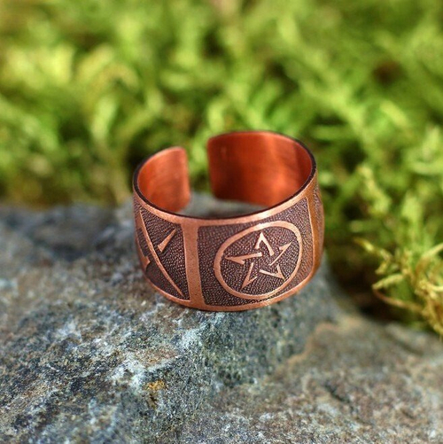 Кольцо-амулет «Звезда», медь, D=17-23 мм
