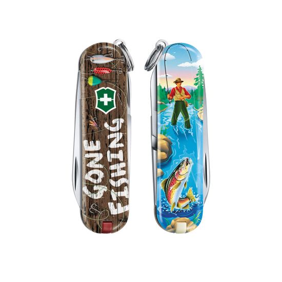 Складной нож Victorinox 0.6223.L2005 Gone Fishing c клинком из стали X55CrMo14, рукоять Cellidor