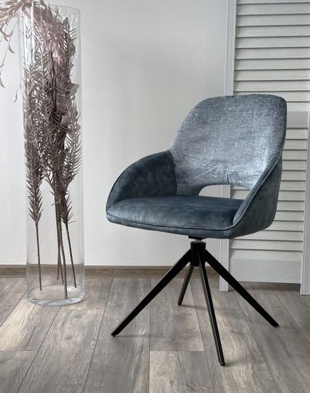 Стул BERRIES 360 град. Синий Loris-37, велюр/ темно-синий 7525-56, велюр/ черный каркас