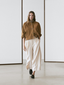 Massimo Dutti Свободные брюки с подвернутыми штанинами, кремовый