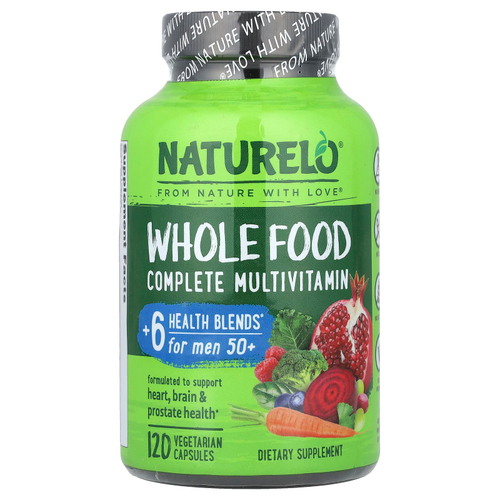 NATURELO, Мультивитаминный комплекс из цельных продуктов, для мужчин старше 50 лет, 120 вегетарианских капсул