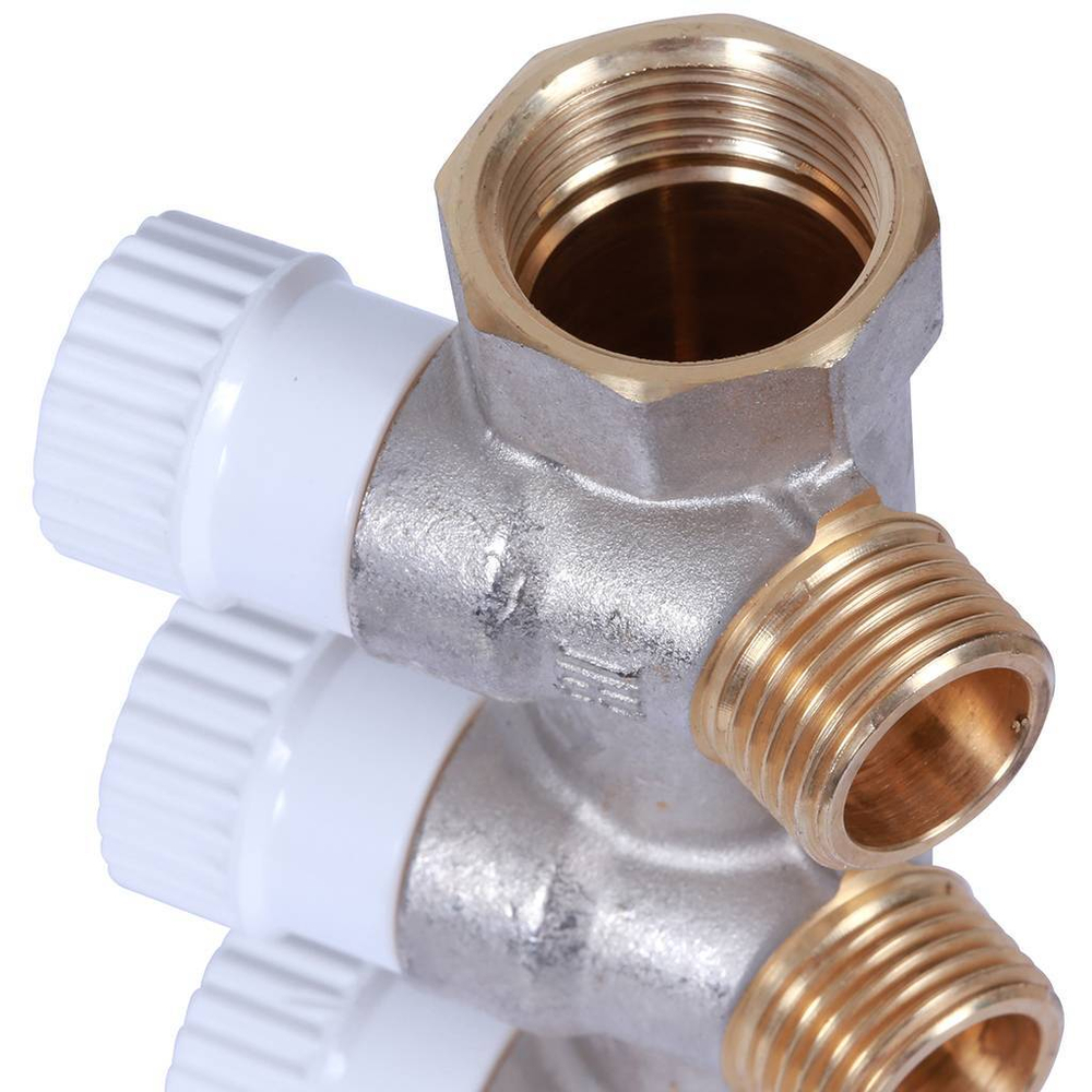 Коллектор распределительный STOUT 3/4" на три отвода 1/2" под плоское уплотнение