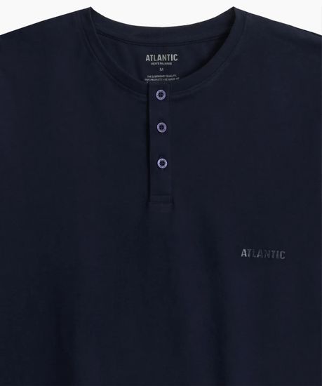 Пижама мужская с коротким рукавом и шортами Atlantic NMP-380, хлопок, темно-синий + серый