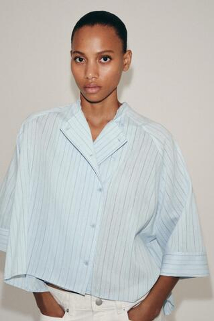 ZARA РУБАШКА В ПОЛОСКУ — ZW COLLECTION, СИНИЙ
