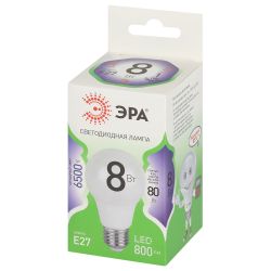 Лампа светодиодная ЭРА GREEN LINE LED A60-8W-865-E27 GL 8Вт груша холодный свет E27 | Лампы cветодиодные Груша (A)