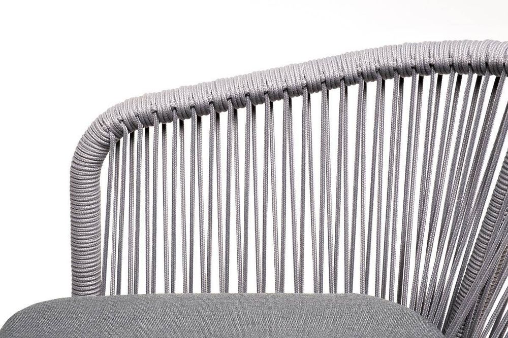 "Малага" обеденная группа на 6 персон со стульями "Марсель", каркас белый, роуп светло-серый