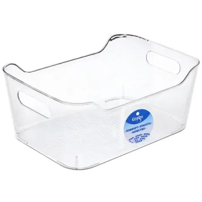 Корзина для хранения «ФЛАТТО», прозрачная, 25*17,5*10см (наклейка СЕЛФИ)