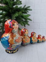 Матрешка с заинькой 15см 5мест пузатая