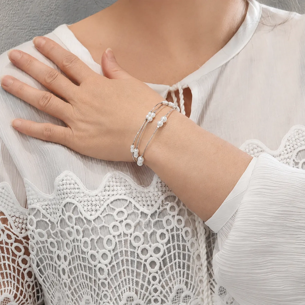 Браслет Xuping  «Жемчужные нити» Silver