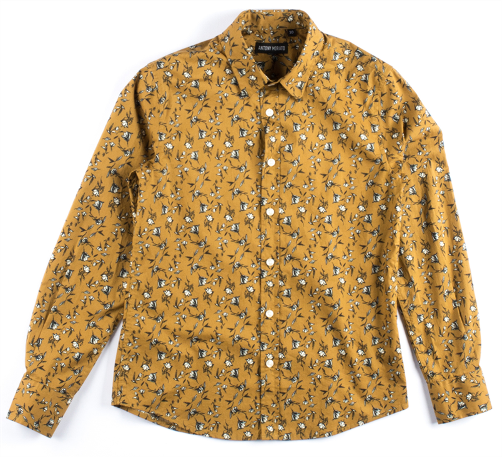 Рубашка с длинным рукавом ANTONY MORATO Горчичный/Принт: черно-белые цветочки (Мальчик)