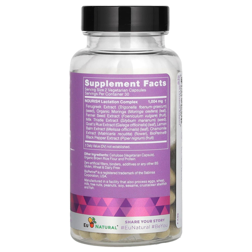 Eu Natural, Nourish Lactation, пажитник и моринга +, 60 вегетарианских капсул