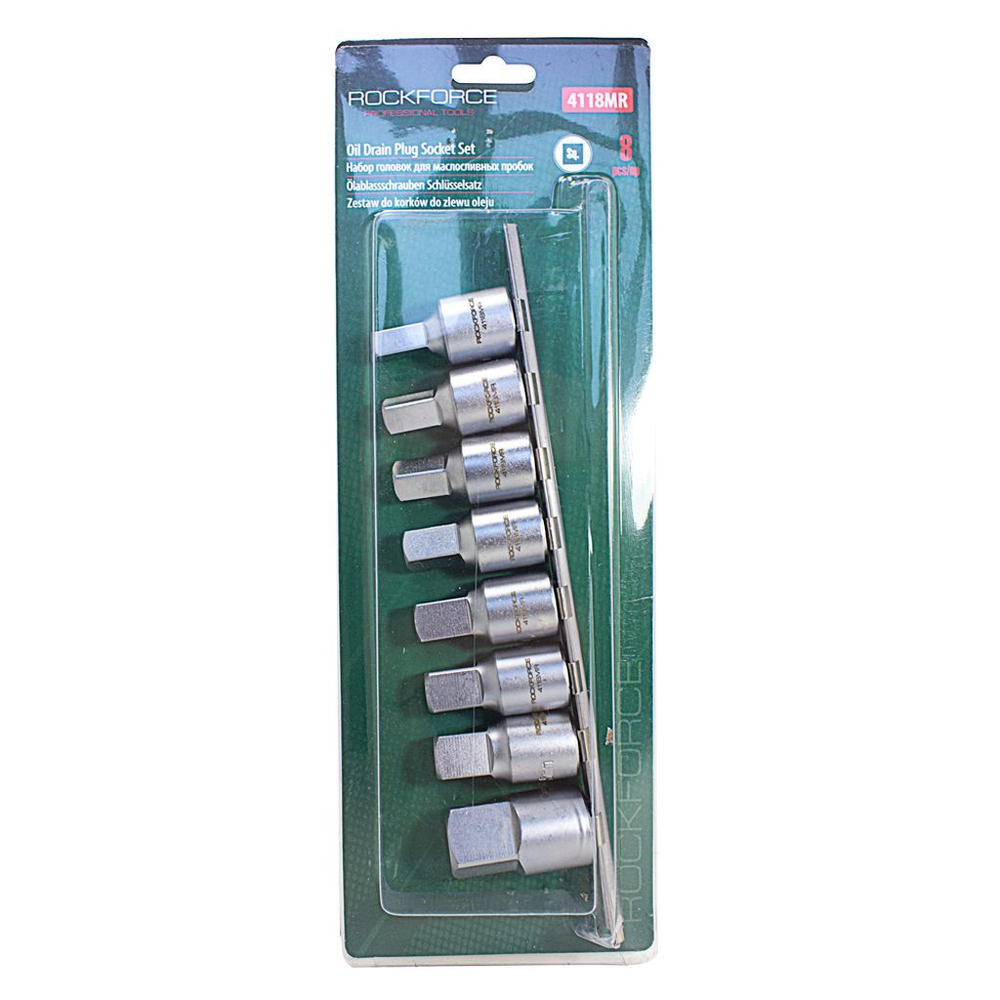 Набор торцевых головок RF-4118MR: 1/2"DR квадрат для маслосливных пробок 8пр. ROCKFORCE