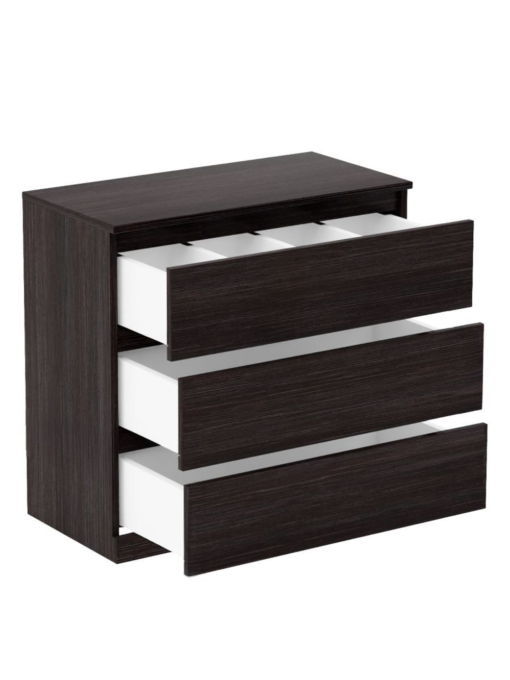 Dipriz Комод 3 ящика Марм 70х35х67 см, в скандинавском стиле, черная сосна