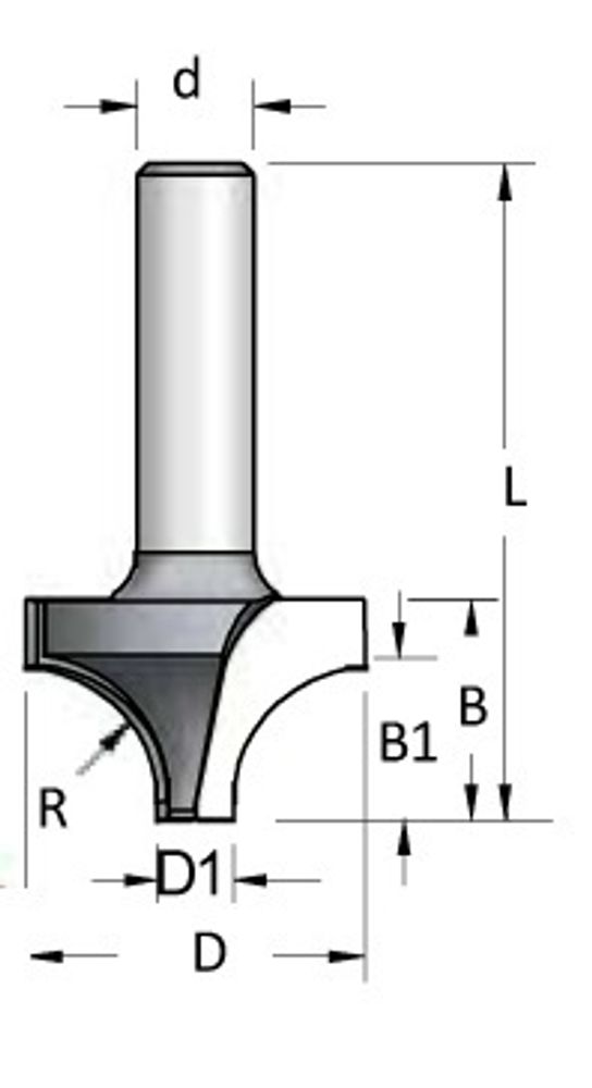 Фреза радиусная врезная R19 D50,8 B38 хвостовик 12 RV19002