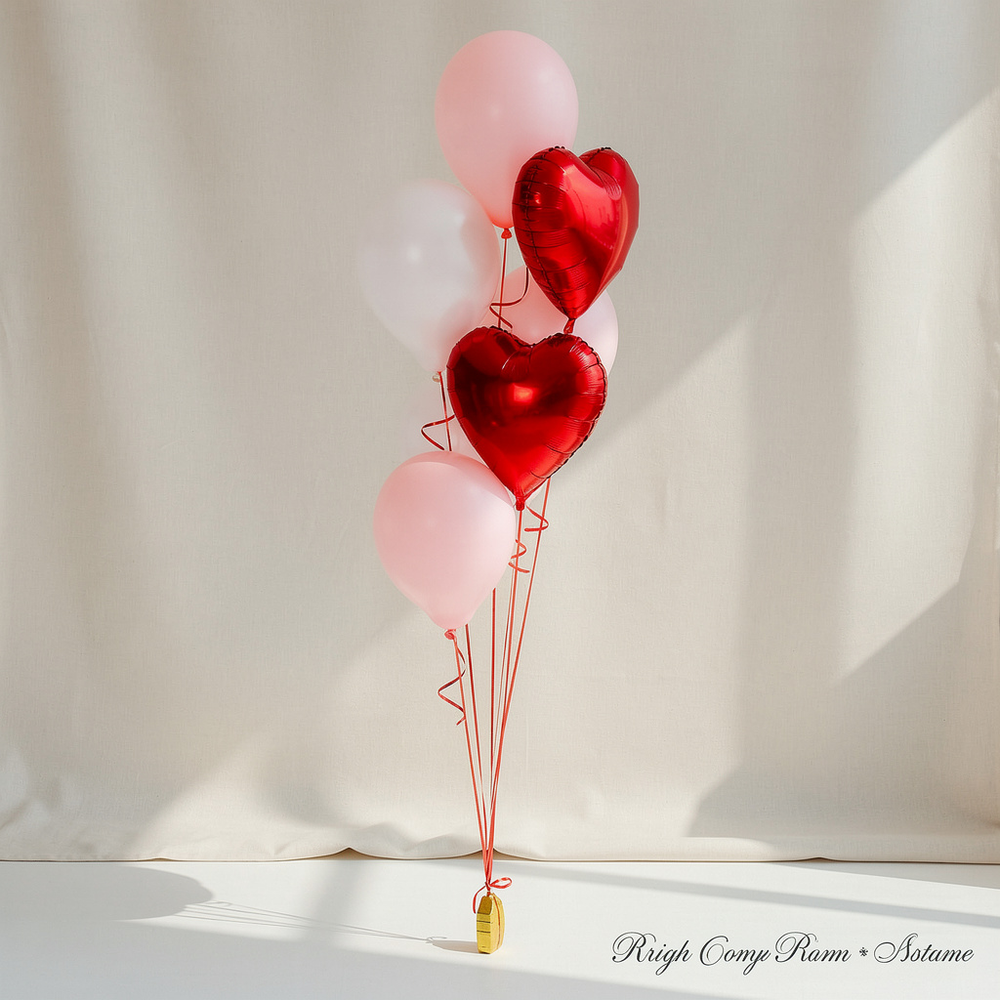 Фонтан шаров "Танец алых сердец"