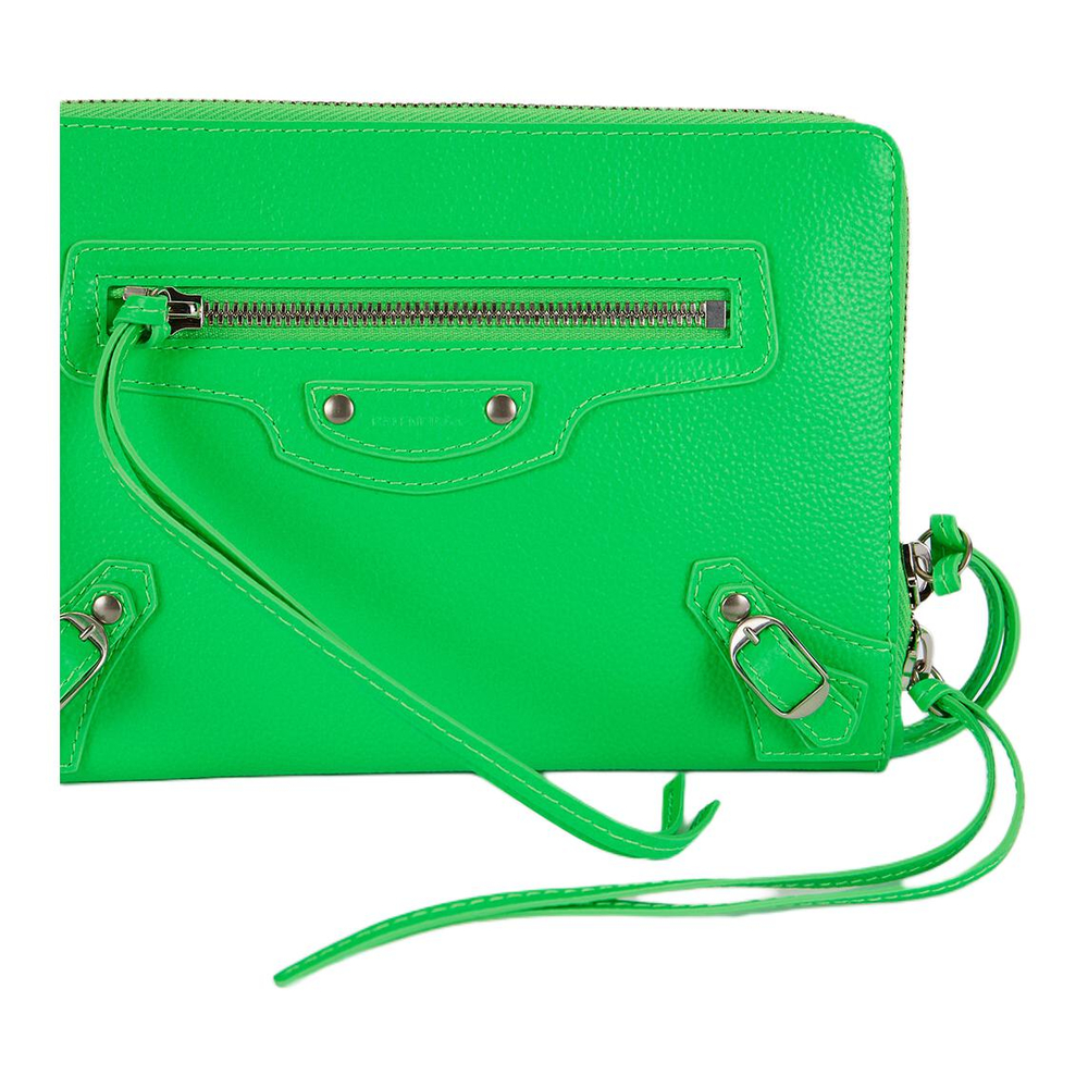 Balenciaga Cow Leather Makeup Bag Toiletry Bag Women"s Green