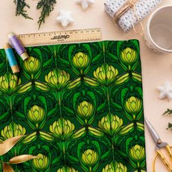 Ткань премиум интерлок зеленая аркада