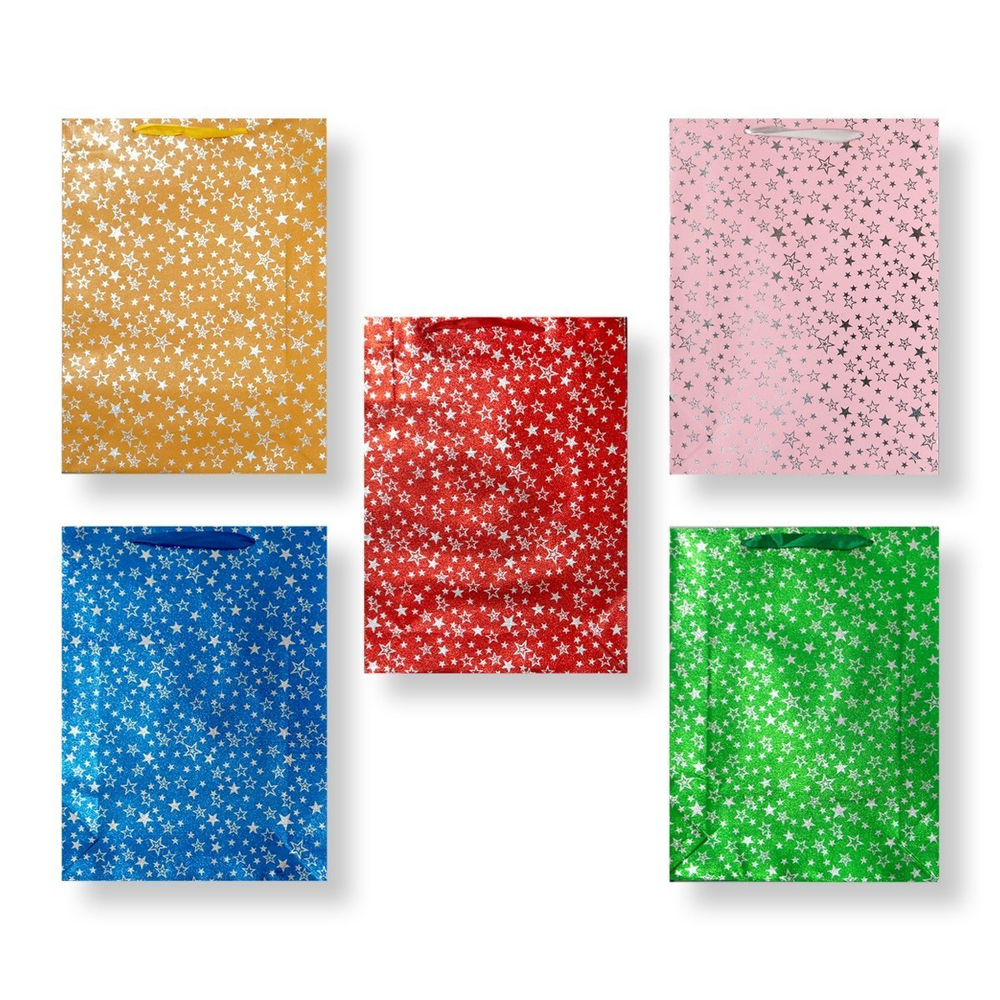 Пакет подарочный бумажный 34*26*8,5 см "Звезды на синем", ламинация