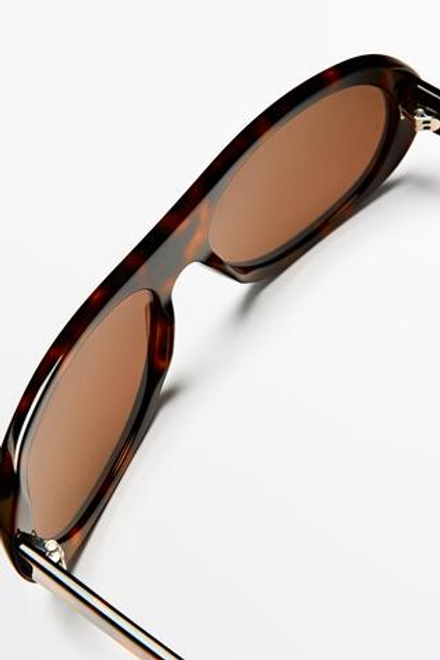 Massimo Dutti Овальные солнцезащитные очки под черепаху, коричневый