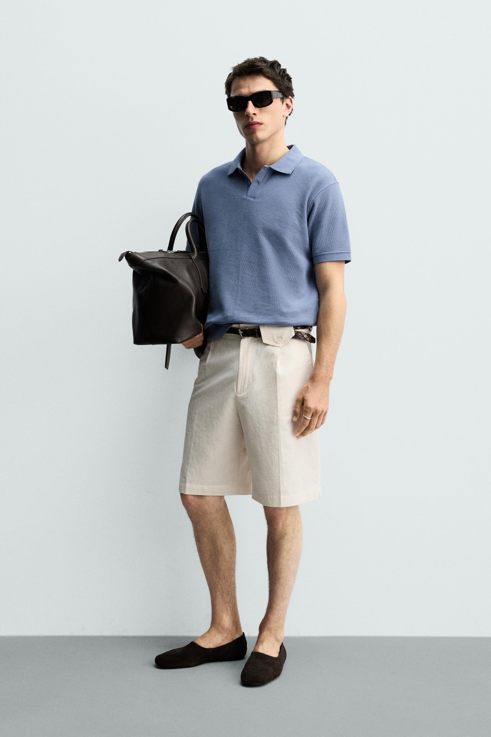 ZARA ПОЛО ПИКЕ REGULAR FIT, СИНИЙ