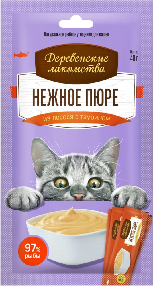 Деревенские лакомства, Нежное пюре из Лосося с таурином 40г.
