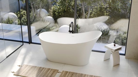 Ванна из искусственного камня ABBER Stein AS9618 белая матовая