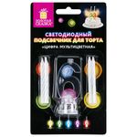 Цифра-подсвечник "6" светодиодная, ЗОЛОТАЯ СКАЗКА, в наборе 4 свечи 6 см, 1 батарейка, 591429