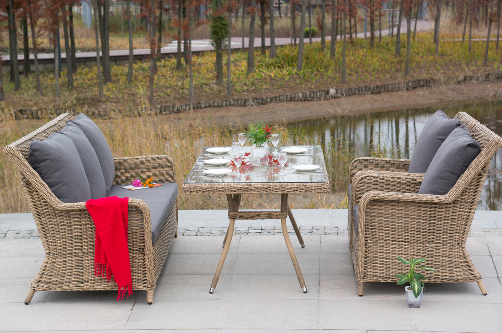 "Гляссе" обеденная группа из искусственного ротанга, цвет соломенный