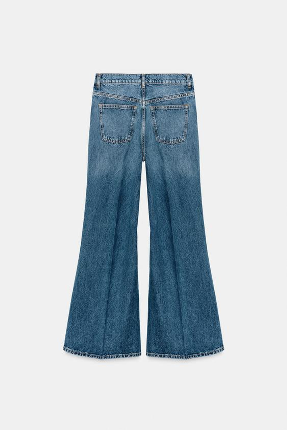 ZARA ДЖИНСЫ ZW COLLECTION FLARE С ВЫСОКОЙ ПОСАДКОЙ, ВЫЦВЕТШИЙ СИНИЙ