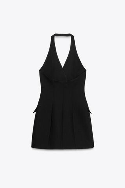 ZARA МИНИ-ПЛАТЬЕ С ВОРОТНИКОМ-ХАЛТЕР, ЧЕРНЫЙ