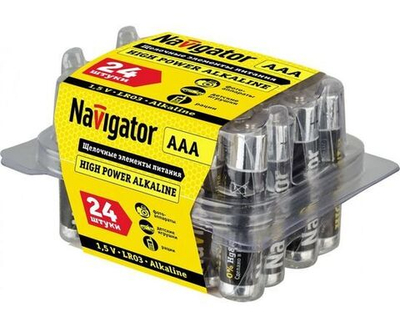 Батарейки мизинчиковые Navigator 94 787 NBT-NE, ААА, щелочные высокой мощности, упаковка 24 шт.