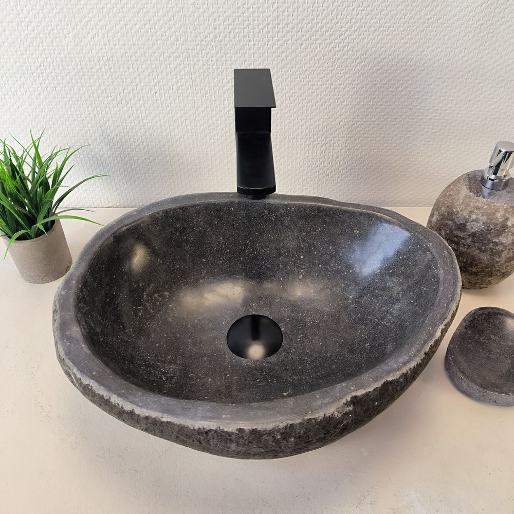 Раковина из речного камня RS-66029 43х33х15 из натурального камня