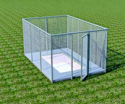 Столбы ограждения с сеткой для батута уличного встраиваемого в землю