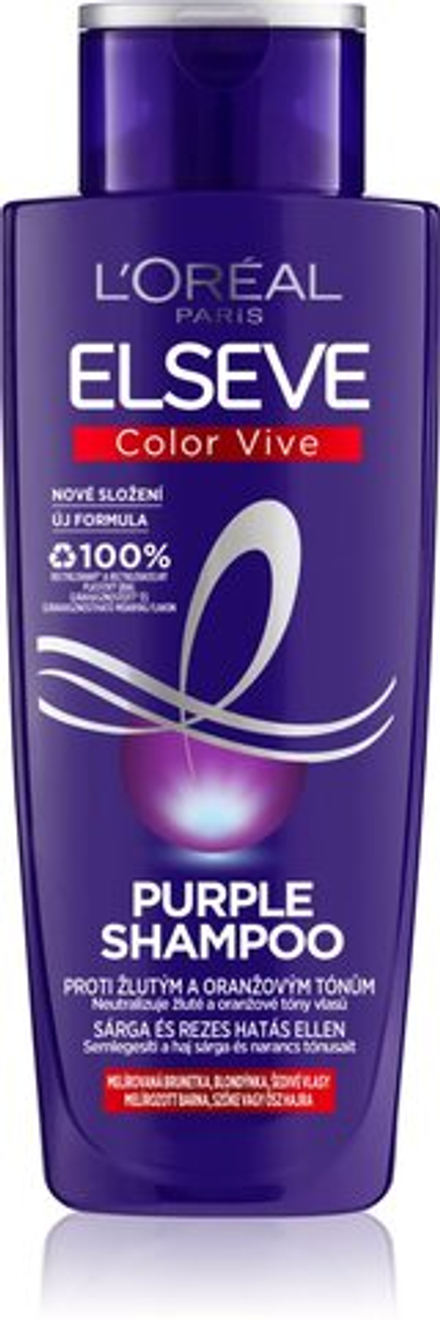 L’Oreal Paris Elseve Color-Vive Purple - шампунь, нейтрализующий желтые тона /   200  ml  / GTIN 3600523699155