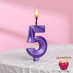 Свечи в торт "Грань" фиолетовый металлик №5, 7,8 см